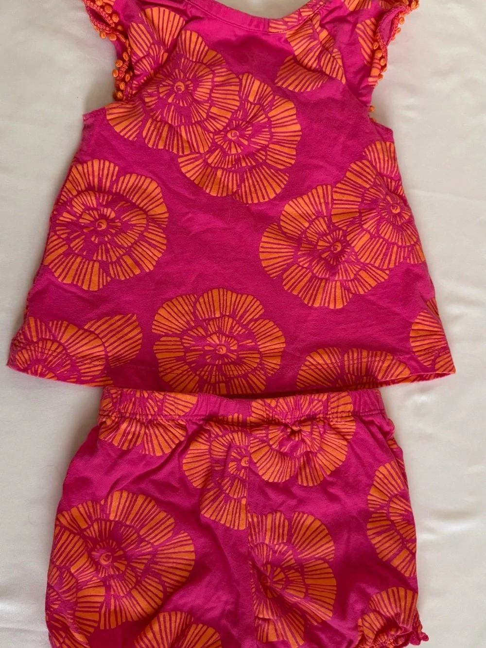Carter's Pink and Orange Floral Short Sleeve Top & Shorts Set